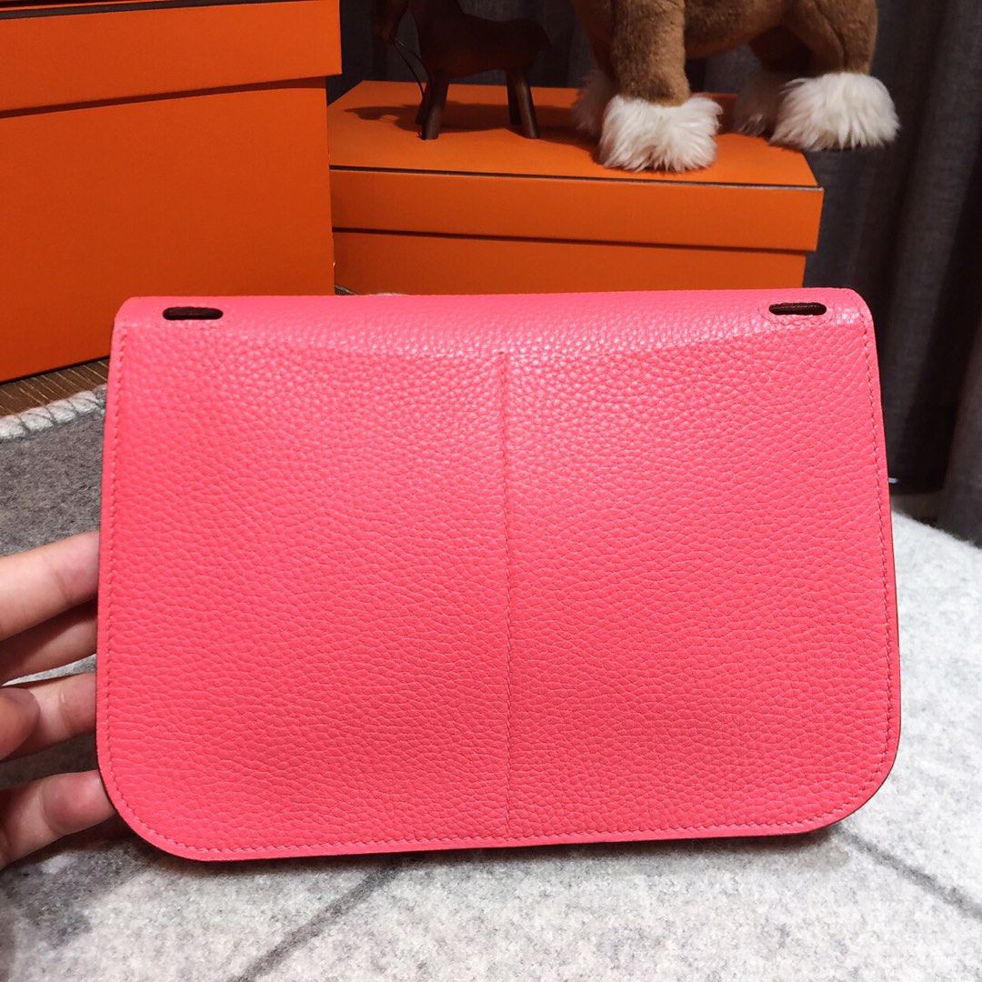 에르메스 미니 할잔백22 립스틱 핑크 은장 끌레망스 가죽